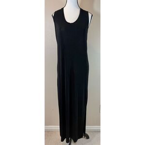 Flax by Jeanne Engelhart Scoop Neck Sleeveless Maxi Black Dress Women's Small